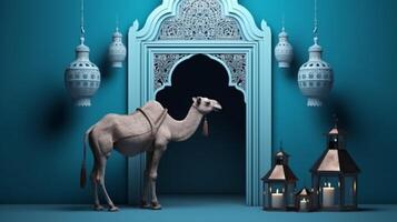 Eid al adha background with camel 3d photo