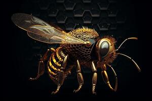 Honey bee isolated on background. 3d render illustration. photo