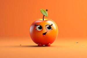 Funny apple character on isolated background. 3d render illustration. photo