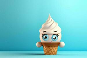 linda hielo crema personaje con aislado fondo, 3d hacer ilustración foto