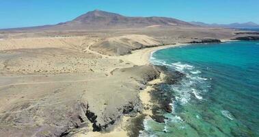 Drone video from Los Ajaches National Park on the Canary Island Lanzarote with the famous Papagaqyo Beaches