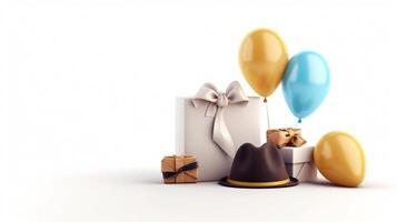 happy father day Gift box and balloons on white background. 3D rendering. photo