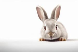 Cute little rabbit on white background, holiday concept. generative ai photo