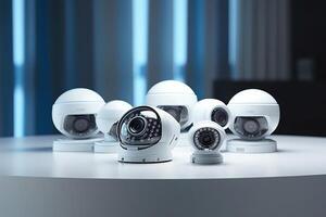 CCTV security camera or surveillance system in office. 3d rendering photo