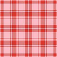 Plaid seamless pattern in red. Check fabric texture. Vector textile print.