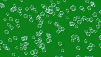 verde tela bolha fundo. animação do bolha vôo acima, água bolhas ascendente, Sabonete bolha vôo acima, bolhas Aumentar para topo em verde tela fundo. Sabonete bolha animação video