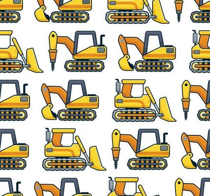 Seamless pattern vector of construction vehicles cartoon