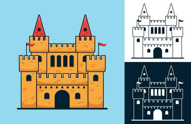 Set of castle. Vector cartoon illustration in flat icon style