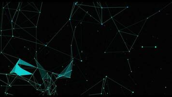 Plexus of abstract neon geometrical lines with moving triangles and dots. Loop animations video