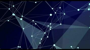 abstrakt geometrisch Plexus Hintergrund im Blau und lila verbinden Punkte zum Technik. abstrakt Hintergrund 4k video