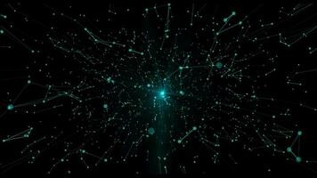 Network connected data tunnel Animation on black background. Connection of data nodes dots, 4K loop Video. video