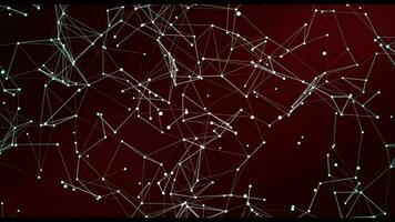 Plexus 3d Animation mit Joint und Punkt von Verbindung. abstrakt Hintergrund von ein Netzwerk mit polygonal Verbindung. Internet Daten Verbindung Konzept zum abstrakt Hintergrund. rot und Weiß Sterne video