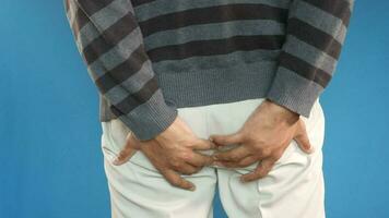 The concept of prostate and bladder problem, crotch pain of a young person video