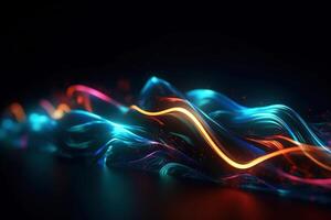 Abstract vividl light lines and waves background. . photo