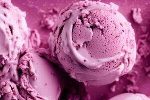 Close-up of blueberry purple ice cream scoop. photo