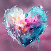 Abstract 2d illustration of a heart in pastel colors. . photo