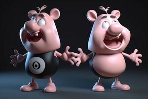 Funny cute little farm pig 3D cartoon character. photo