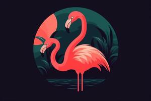 Pink flamingo bird logo icon design illustration. photo