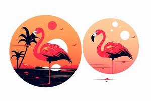 Pink flamingo bird logo icon design illustration. photo