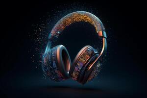 música auriculares tecnología concepto. ai generado foto