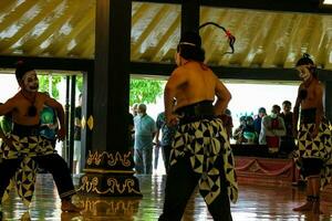 Yogyakarta, Indonesia on October 2022. Puppet people at the Yogyakarta Palace, the performance shown is about the play of the characters Petruk, Semar, and Gareng. photo