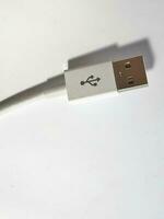 blanco un foto de el USB blanco cable.