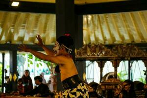 Yogyakarta, Indonesia on October 2022. Puppet people at the Yogyakarta Palace, the performance shown is about the play of the characters Petruk, Semar, and Gareng. photo