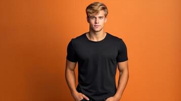 Young man in a black T-shirt Illustration photo