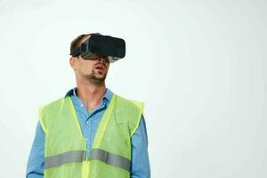 Builder professional work uniform virtual reality glasses photo