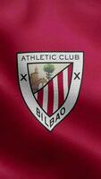Athletic Bilbao Spain Red Vertical Logo Flag Loop Background HD video