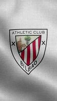Athletic Bilbao Spain White Vertical Logo Flag Loop Background HD video