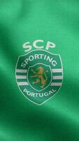 sportif clube de le Portugal vert verticale logo drapeau boucle Contexte HD video