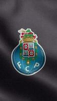 FC Porto Portugal Gray Vertical Logo Flag Loop Background HD video