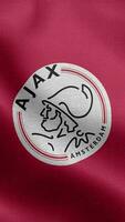 Ajax Amsterdam Netherlands Red Vertical Logo Flag Loop Background HD video