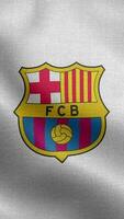 FC Barcelona Spain White Vertical Logo Flag Loop Background HD video