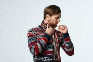 man sweater health problems flu infection studio photo