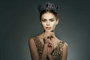 woman with crown on her head decoration Glamor luxury princess photo