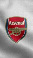 Arsenal FC England White Vertical Logo Flag Loop Background HD video