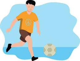 The boy is playing football. vector