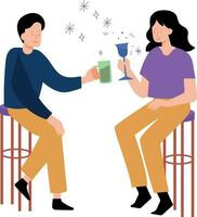 Boy and girl are drinking juice. vector