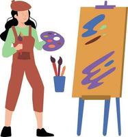 The girl is painting on the board. vector