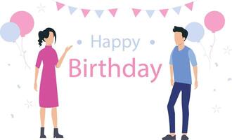 A boy and a girl are at a birthday party. vector