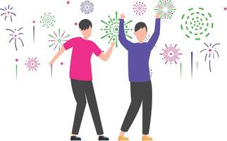 Boy and girl enjoying the celebration. vector