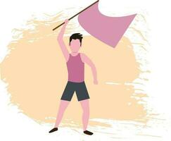 The boy is holding a flag. vector