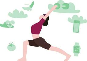 The girl is exercising. vector
