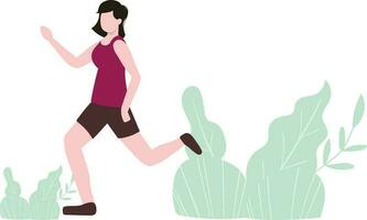Girl running for fitness. vector