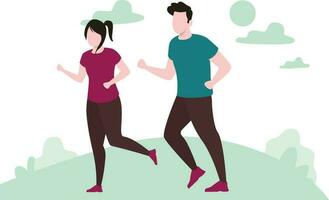 Boy and girl running for exercise. vector