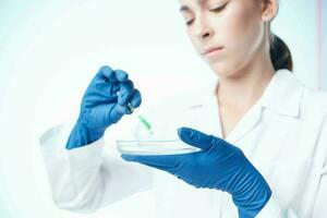 Woman in white coat science technology research photo