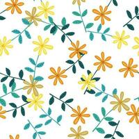 Cute flower seamless pattern. Naive art style. Hand drawn floral endless background. vector