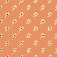 Chamomile flower seamless pattern in naive art style. Cute little daisy floral ornament wallpaper. vector